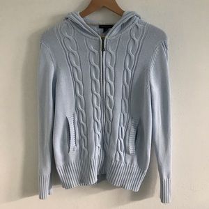 Tommy Hilfiger light blue hooded cardigan sweater